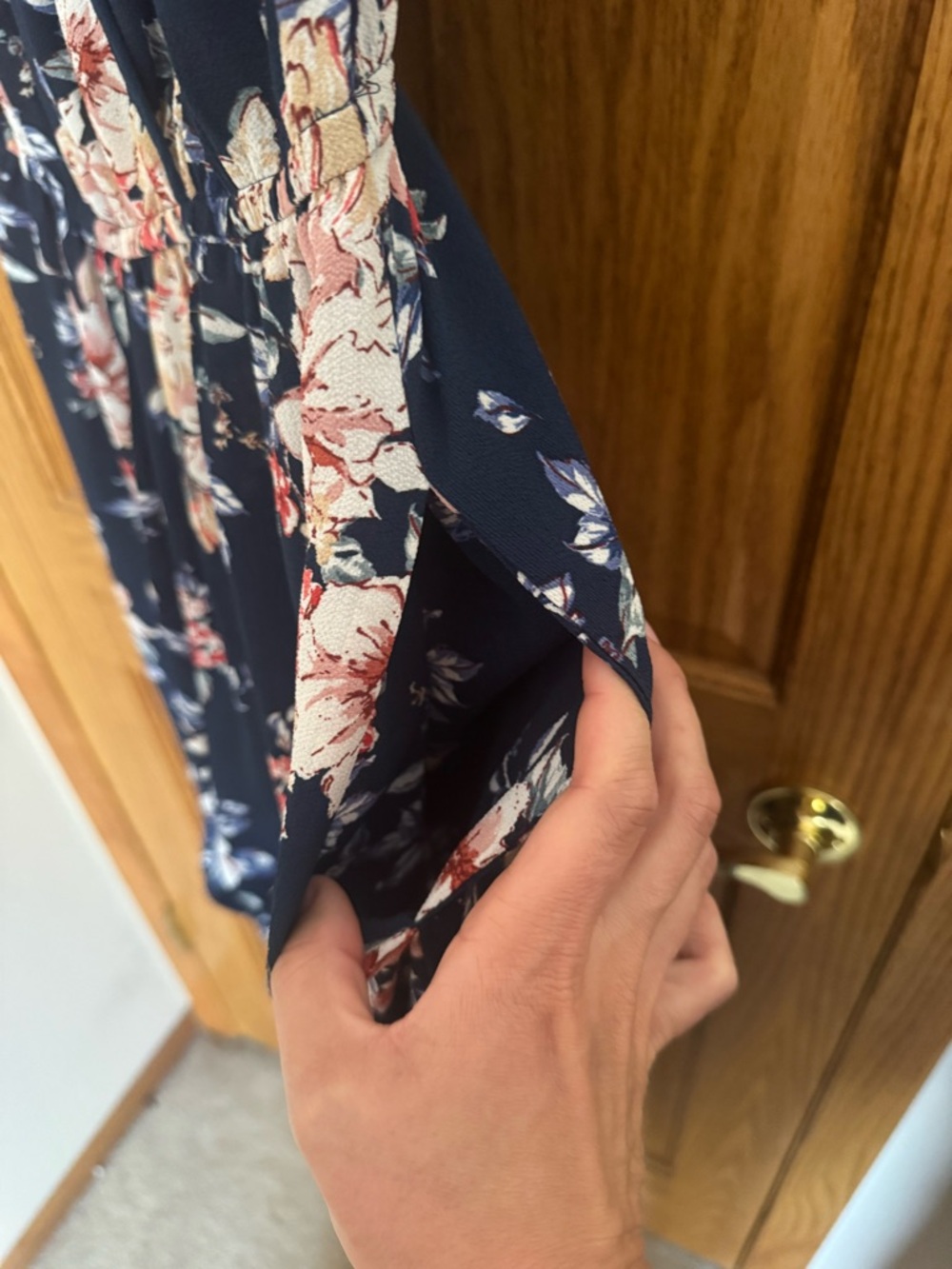 Xhilaration Navy Floral Wrap Jumpsuit - XL - Picture 6 of 7